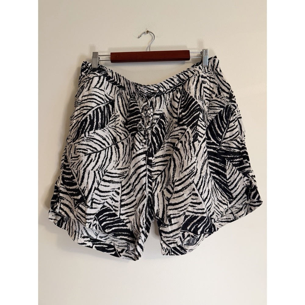 Cynthia Rowley 100% Linen Palm Leaf Print Shorts Plus Size 1X